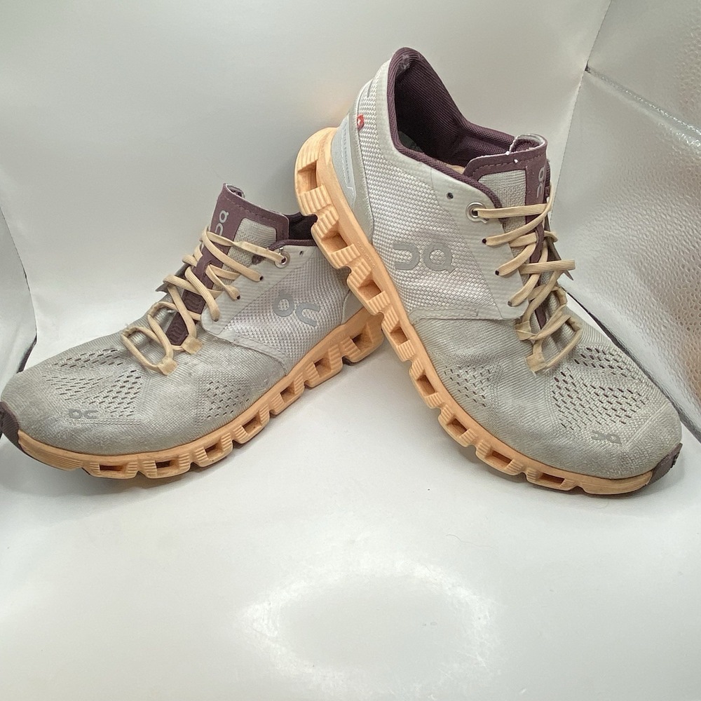 ON Cloud X Womens 7.5 Running‎ Trainer Shoe Grey Orange Athletic Sport